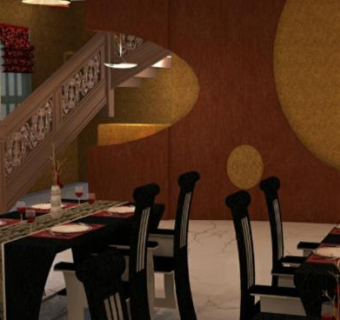 欧式餐厅室内餐饮店SU模型下载_sketchup草图大师SKP模型