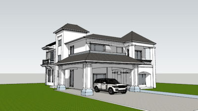 新中式轻奢别墅独栋SU模型下载_sketchup草图大师SKP模型