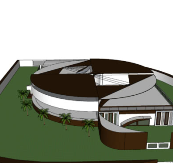 现代庭院大别墅泳池SU模型下载_sketchup草图大师SKP模型