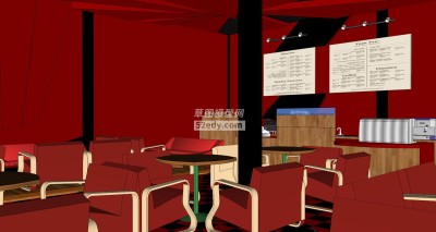 咖啡店餐饮店SU模型下载_sketchup草图大师SKP模型