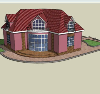 乡村式别墅SU模型下载_sketchup草图大师SKP模型