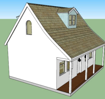 小型独栋乡村房屋SU模型下载_sketchup草图大师SKP模型