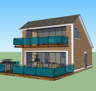 宜家房屋室外厨房护栏SU模型下载_sketchup草图大师SKP模型