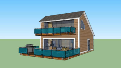 宜家房屋室外厨房护栏SU模型下载_sketchup草图大师SKP模型