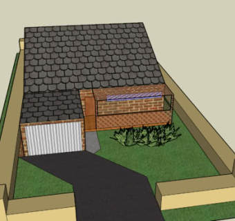 房子小屋围墙庭院车库SU模型下载_sketchup草图大师SKP模型