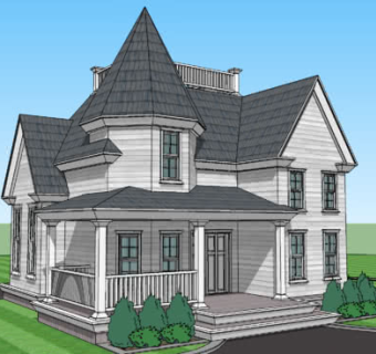 维多利亚时代的别墅SU模型下载_sketchup草图大师SKP模型