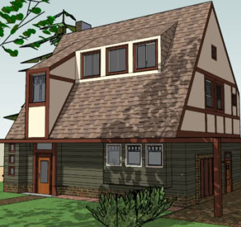 法式郊区阁楼小屋SU模型下载_sketchup草图大师SKP模型