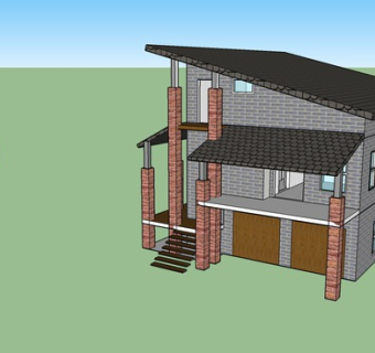 现代乡村别墅SU模型下载_sketchup草图大师SKP模型