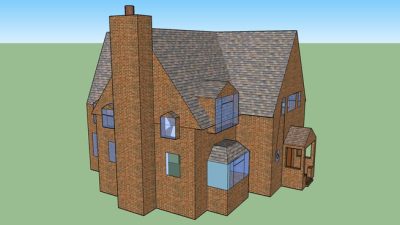 淡褐色的烟囱小屋SU模型下载_sketchup草图大师SKP模型