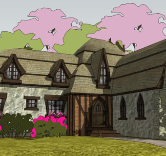 中世纪复古欧式平房SU模型下载_sketchup草图大师SKP模型