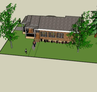 郊区现代庭院小平房SU模型下载_sketchup草图大师SKP模型