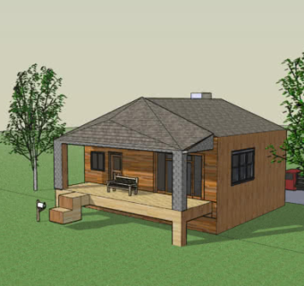 池塘边的休闲小屋SU模型下载_sketchup草图大师SKP模型