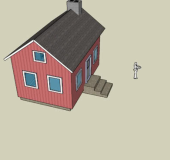 现代烟囱平房小屋SU模型下载_sketchup草图大师SKP模型