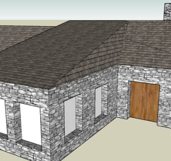 砖石烟囱平房SU模型下载_sketchup草图大师SKP模型