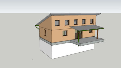 现代乡村小平房和地基SU模型下载_sketchup草图大师SKP模型