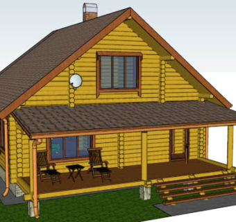 欧式郊外原木小屋SU模型下载_sketchup草图大师SKP模型