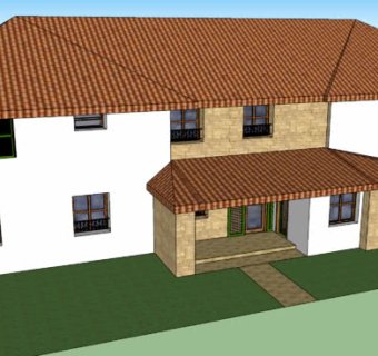 乡村风格大平房SU模型下载_sketchup草图大师SKP模型