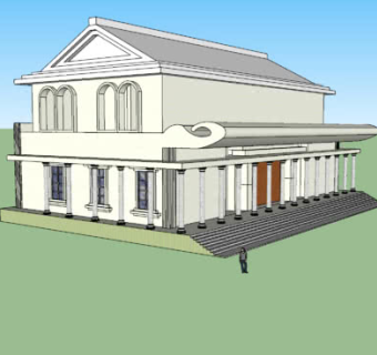 罗马风格走廊别墅SU模型下载_sketchup草图大师SKP模型