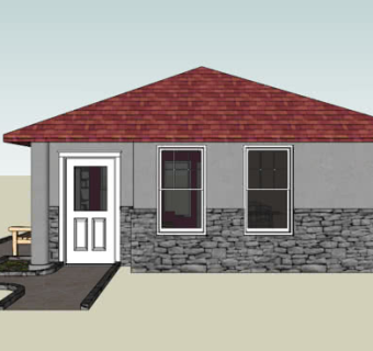 欧式平房花圃木椅SU模型下载_sketchup草图大师SKP模型