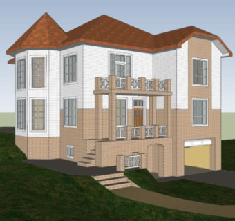 欧式乡村三层平房SU模型下载_sketchup草图大师SKP模型