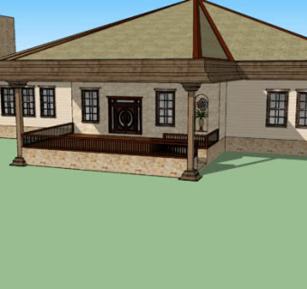 欧式牧场风格平房SU模型下载_sketchup草图大师SKP模型