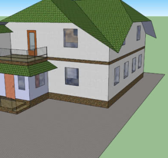 现代平房附带车库SU模型下载_sketchup草图大师SKP模型