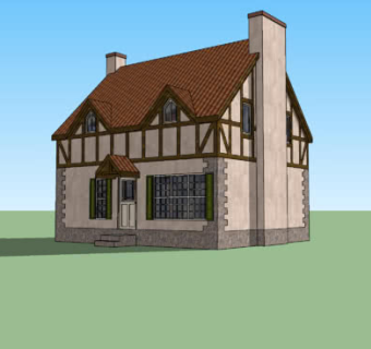新古典欧式平房SU模型下载_sketchup草图大师SKP模型