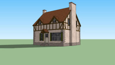 新古典欧式平房SU模型下载_sketchup草图大师SKP模型