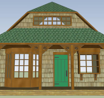 欧式复式平房正门设计SU模型下载_sketchup草图大师SKP模型