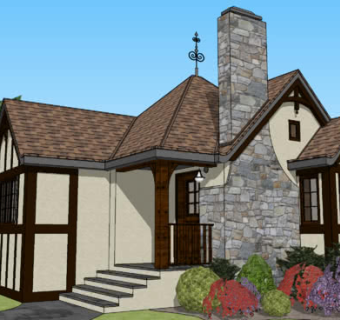 森林欧式古典平房SU模型下载_sketchup草图大师SKP模型