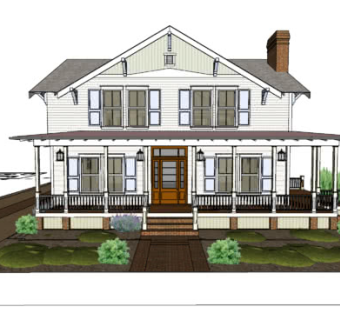 欧式田园双层平房SU模型下载_sketchup草图大师SKP模型