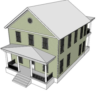 现代乡村两层平房SU模型下载_sketchup草图大师SKP模型