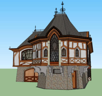 哥特式都铎式小屋SU模型下载_sketchup草图大师SKP模型