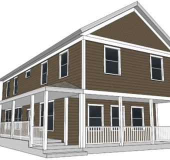 现代乡村风格双层平房SU模型下载_sketchup草图大师SKP模型