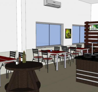 现代酒店餐饮店SU模型下载_sketchup草图大师SKP模型