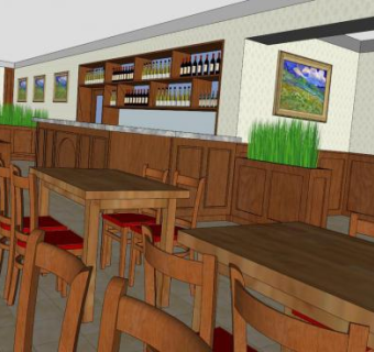 现代室内奏鸣曲餐厅店SU模型下载_sketchup草图大师SKP模型