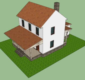 中式乡村平房SU模型下载_sketchup草图大师SKP模型