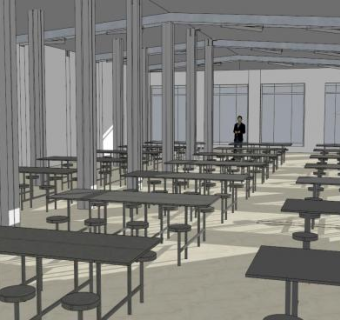 现代室内食堂饮食店SU模型下载_sketchup草图大师SKP模型
