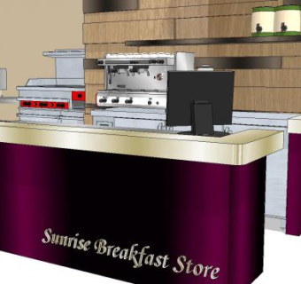 阳晨间饮食餐饮店SU模型下载_sketchup草图大师SKP模型