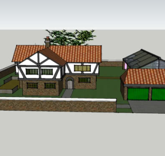 都铎式乡村别墅独栋SU模型下载_sketchup草图大师SKP模型