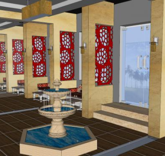 咖啡厅室内餐饮店SU模型下载_sketchup草图大师SKP模型