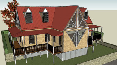 郊区住宅隔断壁炉走道SU模型下载_sketchup草图大师SKP模型