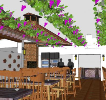 咖啡馆酒吧餐饮店SU模型下载_sketchup草图大师SKP模型