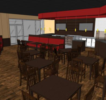 现代中式餐厅酒店餐饮SU模型下载_sketchup草图大师SKP模型