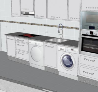 现代烹饪厨房橱柜SU模型下载_sketchup草图大师SKP模型