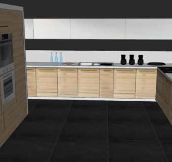 现代简单橱柜烹饪厨房SU模型下载_sketchup草图大师SKP模型