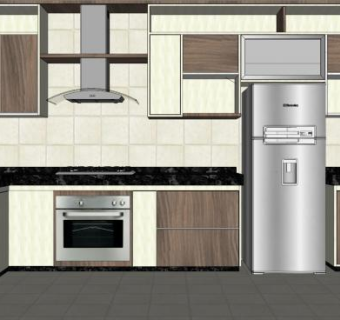 现代L型橱柜SU模型下载_sketchup草图大师SKP模型