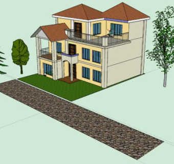 现代乡间三层住宅SU模型下载_sketchup草图大师SKP模型