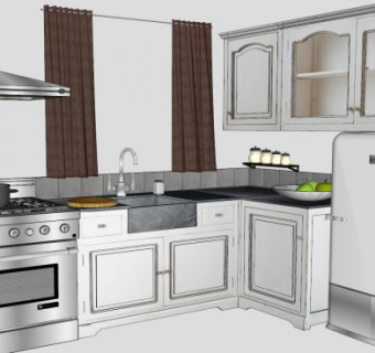 世界之家L型橱柜SU模型下载_sketchup草图大师SKP模型