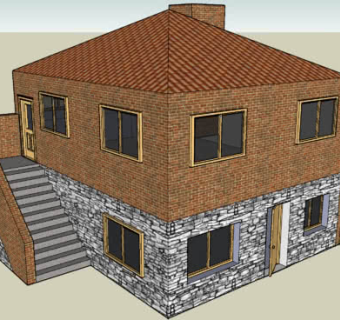 老村庄砖石住宅SU模型下载_sketchup草图大师SKP模型